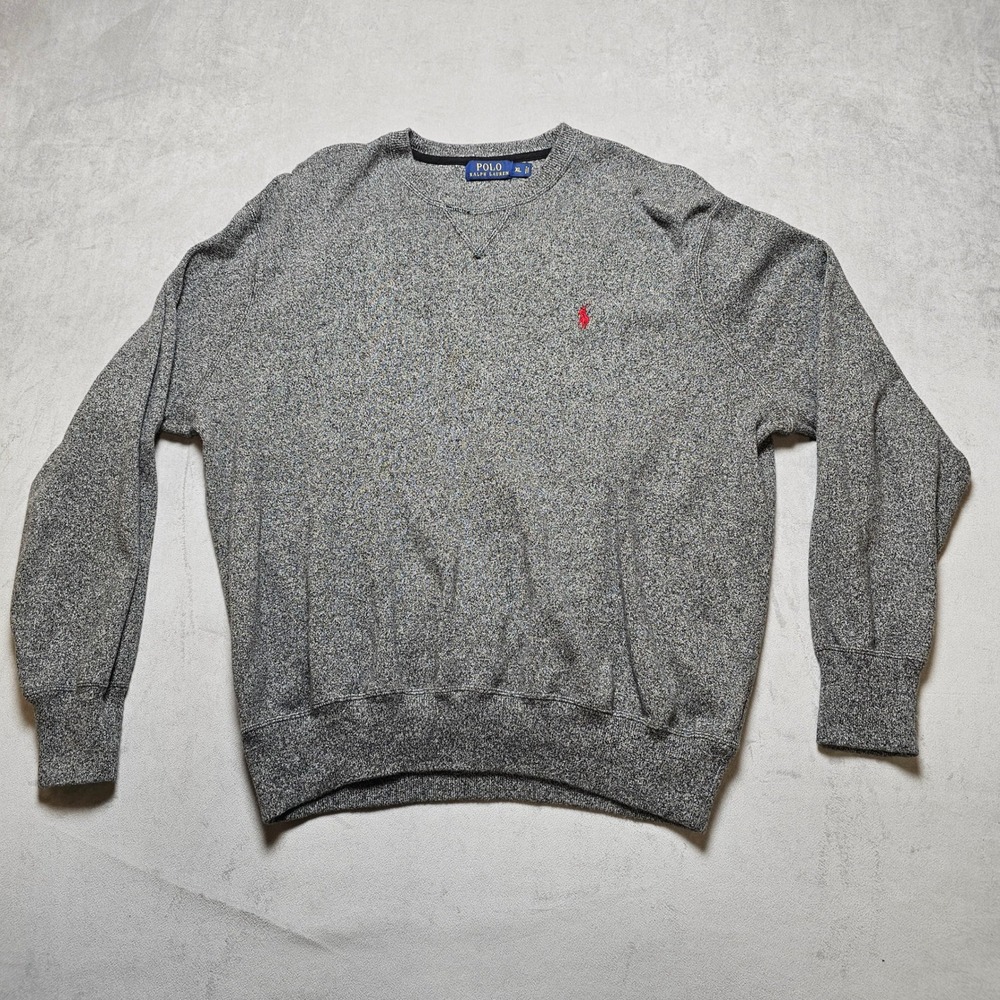 Polo Ralph Lauren Mens XL Grey‎ Knit Crewneck Sweater Red Pony Logo Long Sleeve